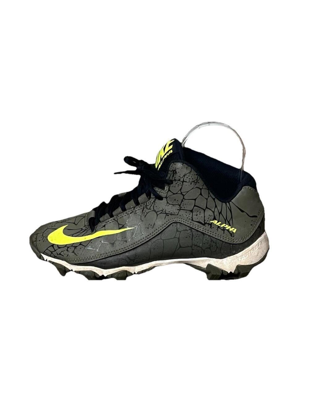 Nike Alpha Football Cleats Youth 4Y Black Volt Green Molded Stud Athletic
